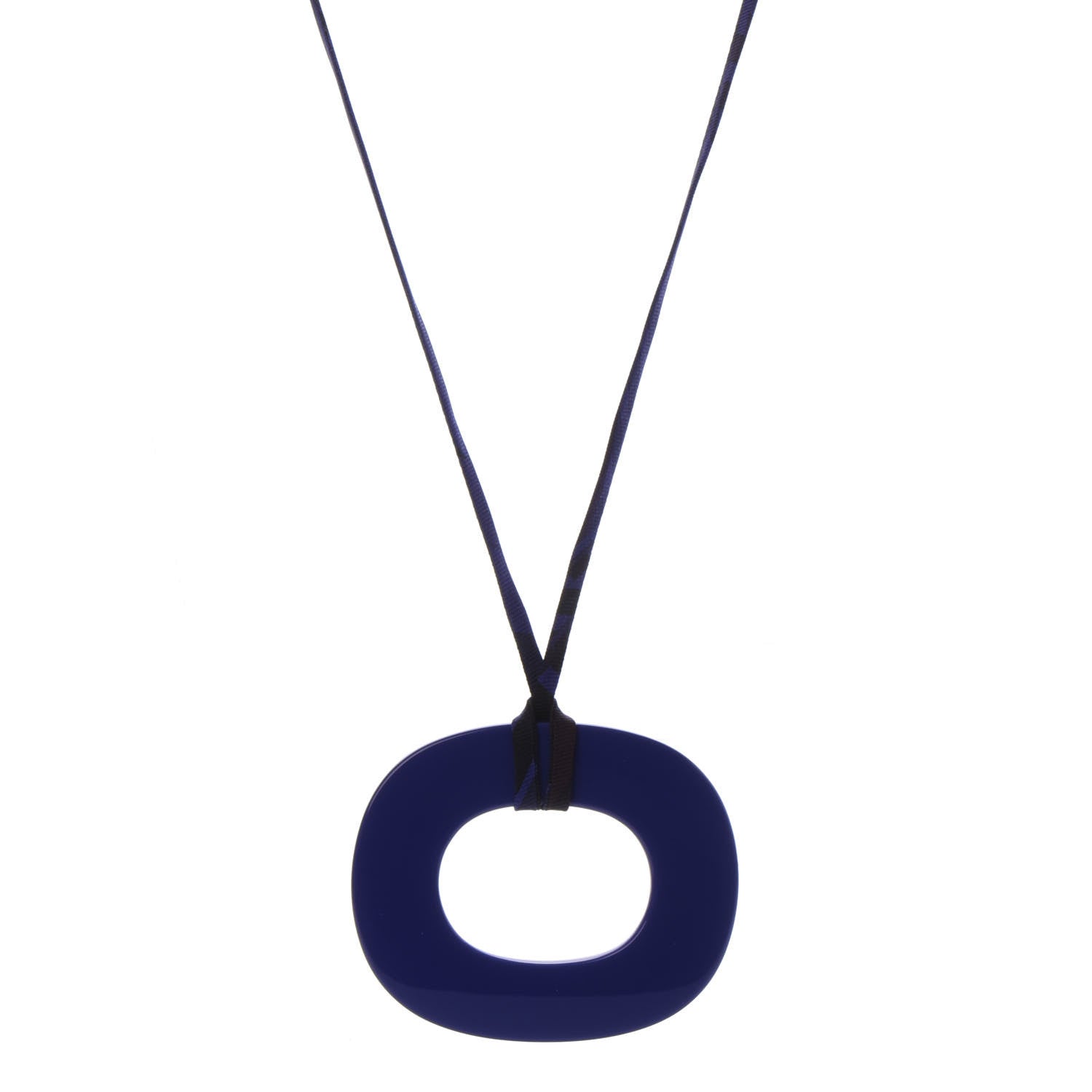 Hermes Lacquered Buffalo Horn Small Dip Dye Pendant Necklace Bleu Imperial 1 of 7