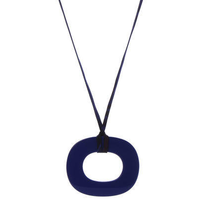 Hermes Lacquered Buffalo Horn Small Dip Dye Pendant Necklace Bleu Imperial 1 of 7