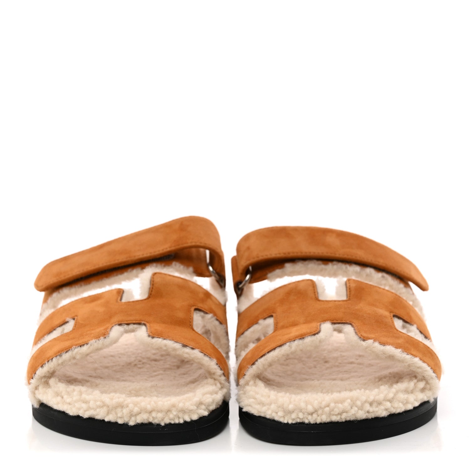 Hermes Suede Goatskin Woolskin Womens Chypre Sandals 40 Naturel Ecru 3 of 11