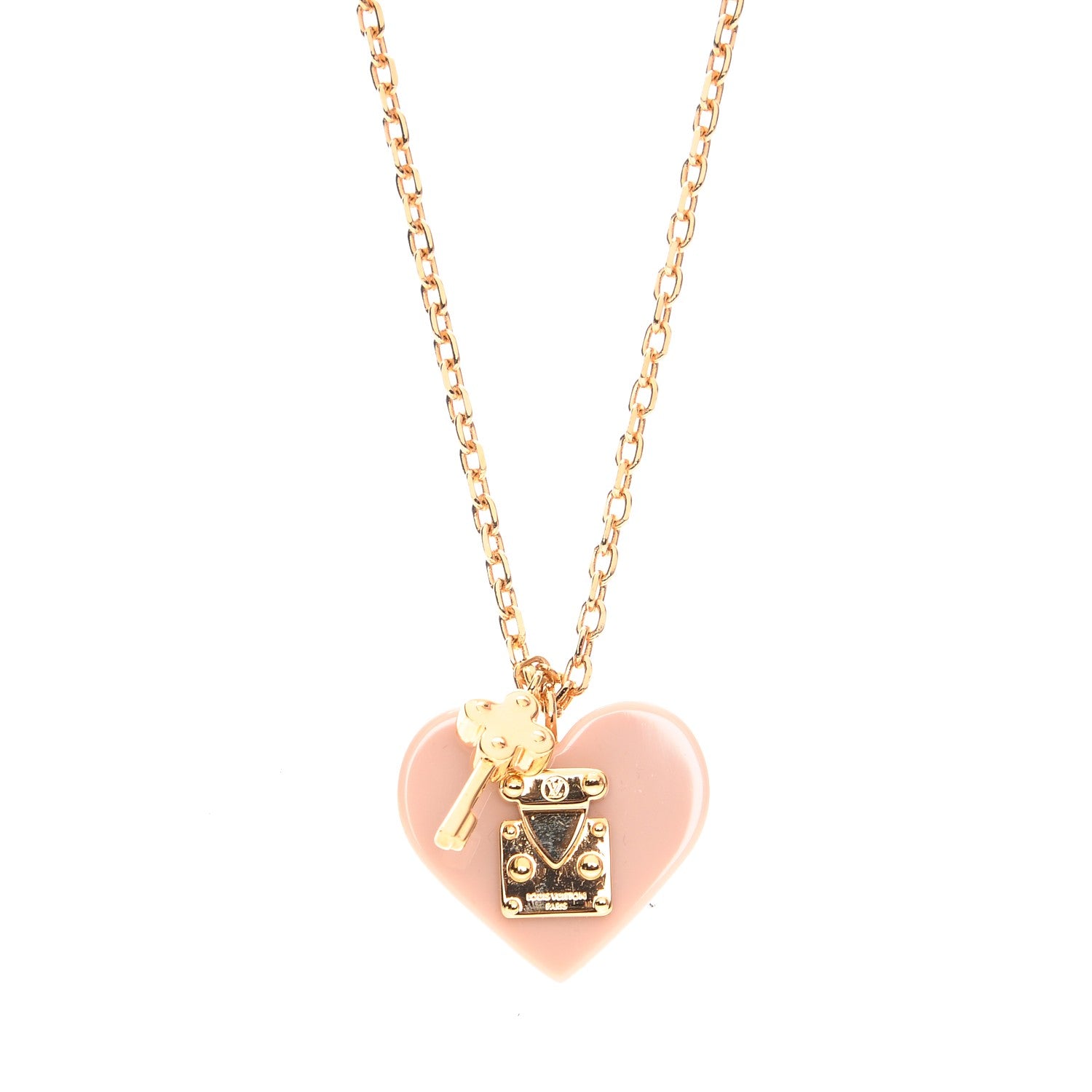 Louis Vuitton Lock Me Heart Necklace Rose Velours 4 of 6