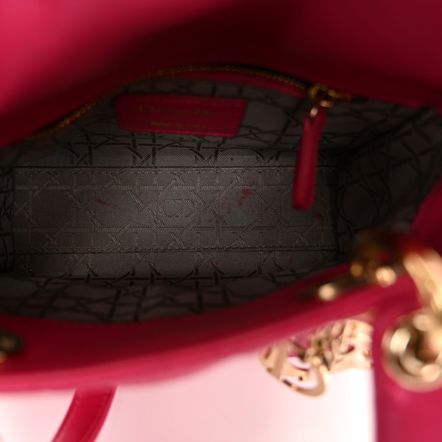 Christian Dior Lambskin Cannage Mini Lady Dior Fuchsia 5 of 12