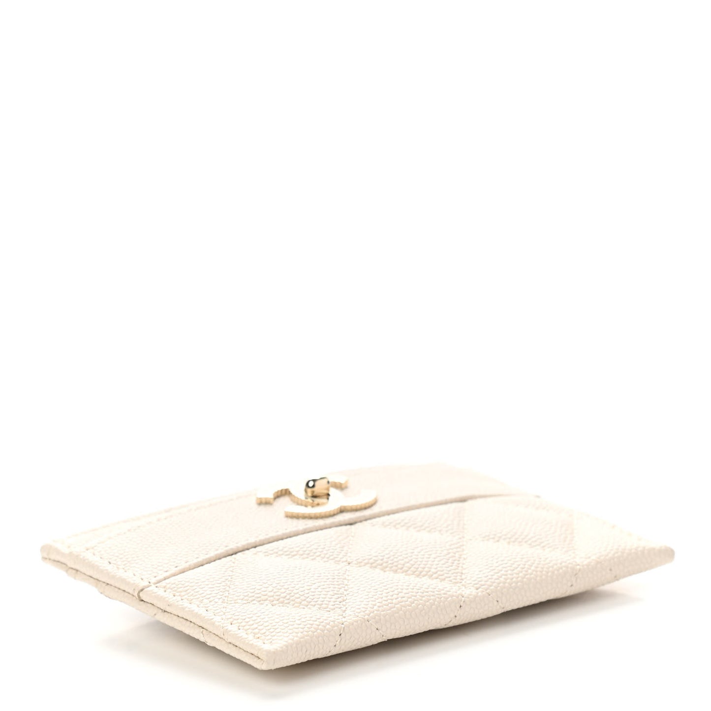 Caviar Quilted Vintage Mademoiselle Card Holder White