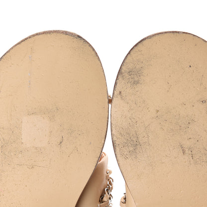Chanel Lambskin Pearl Chain Flat Sandals 41 Beige 10 of 12