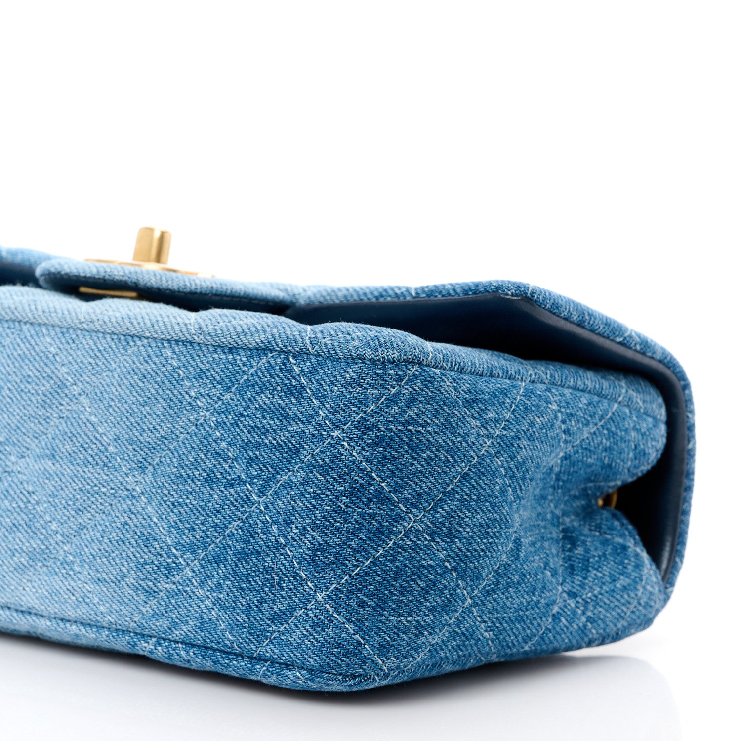 Chanel Washed Denim Quilted Mini Rectangular Flap Blue 12 of 15