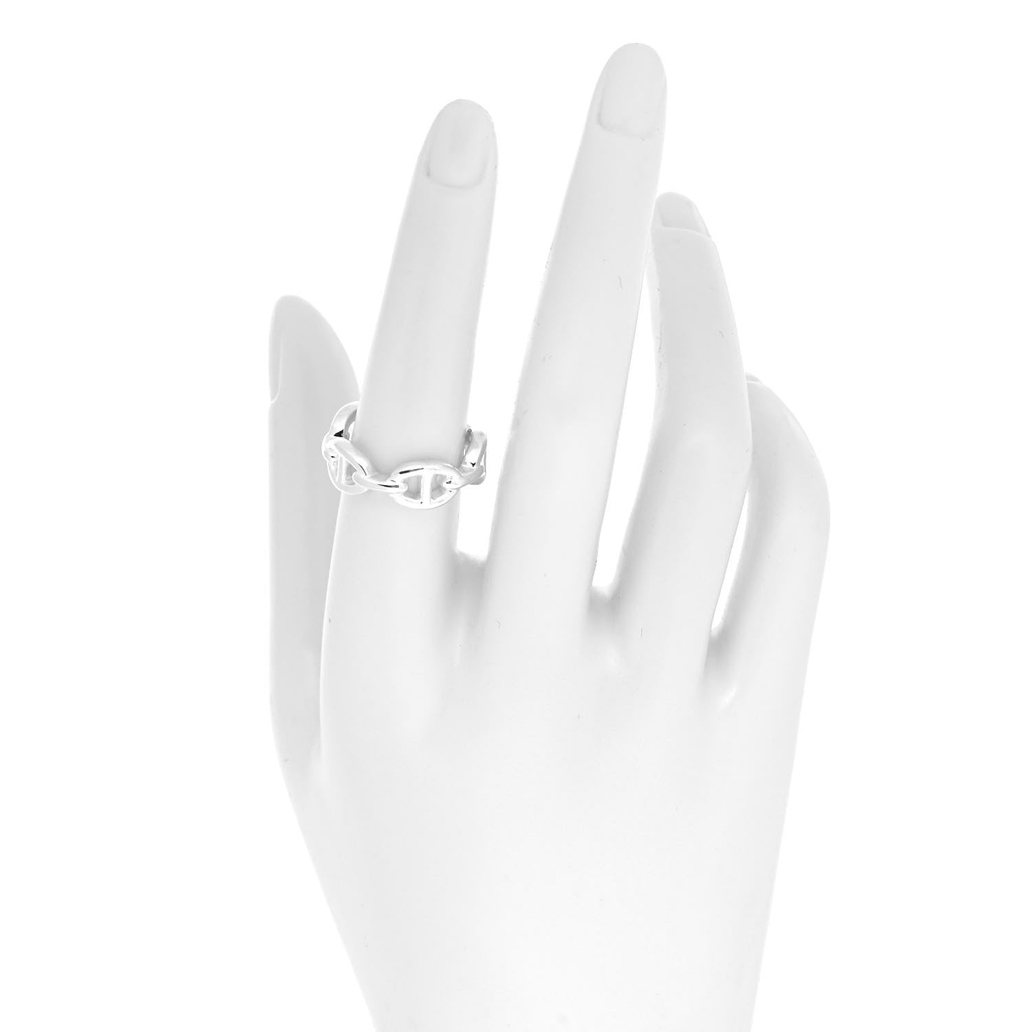 Hermes Sterling Silver PM Chaine d'Ancre Enchainee Band Ring 55 7.25 2 of 5