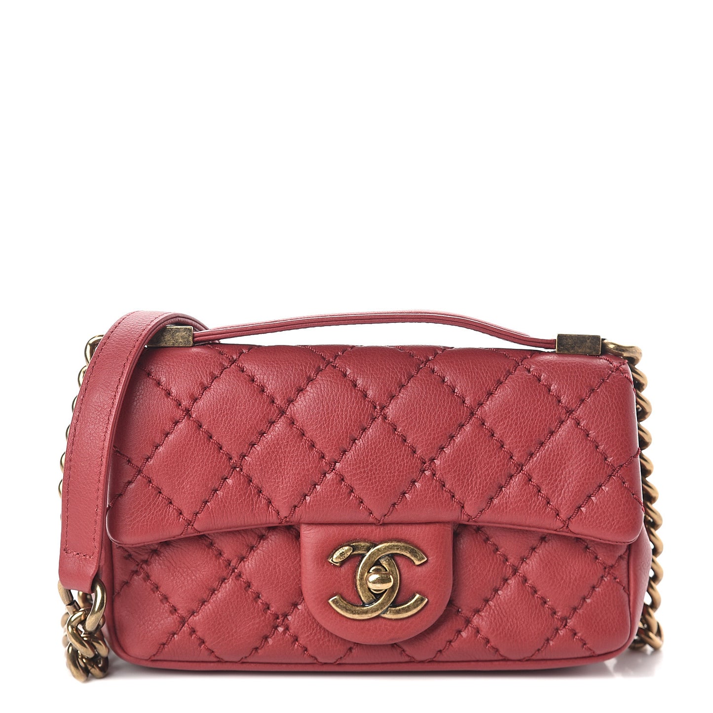 Calfskin Quilted Mini Urban Day Flap Red