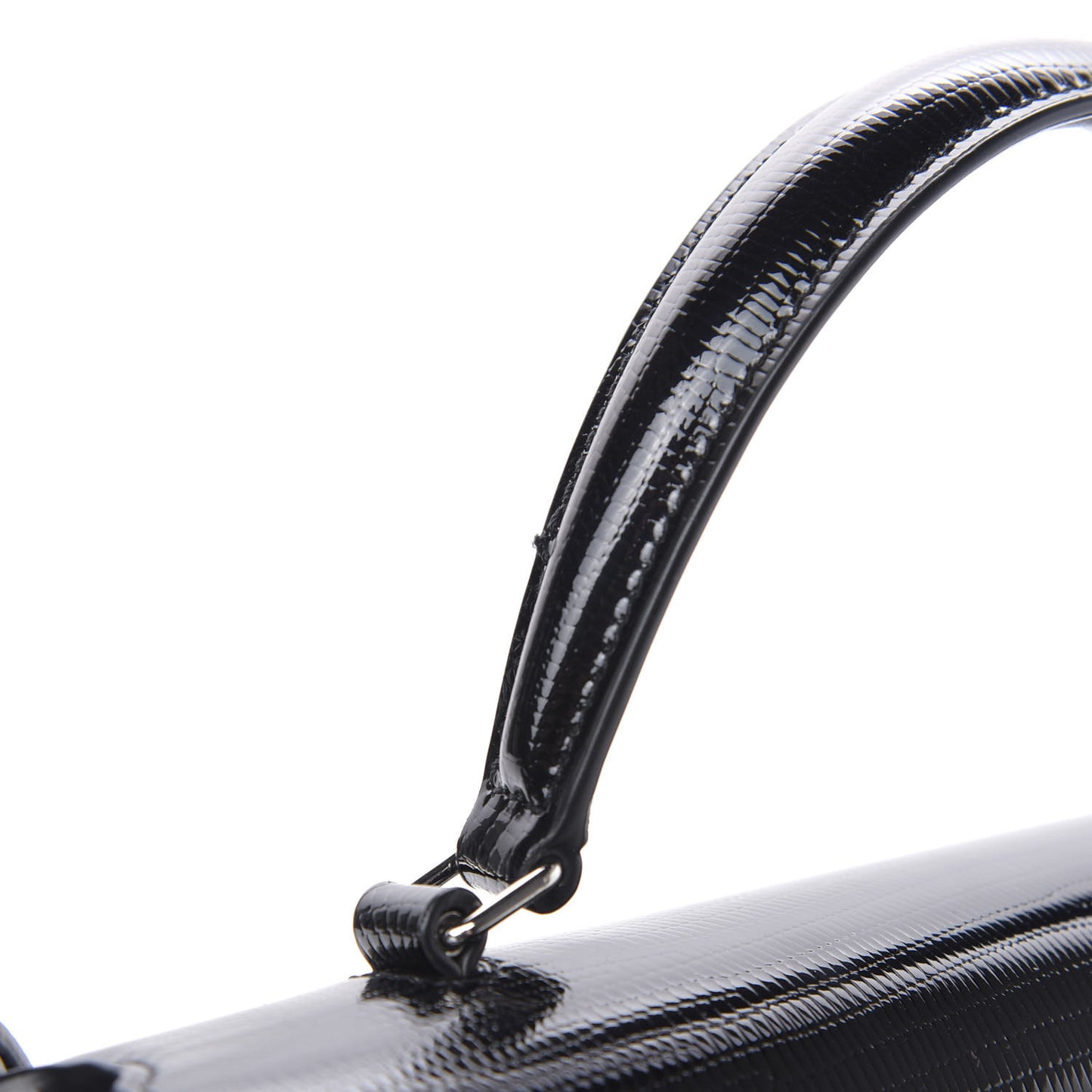 Calfskin Lizard Embossed Medium Classic Monogram Cassandra Top Handle Black Rouge Legion