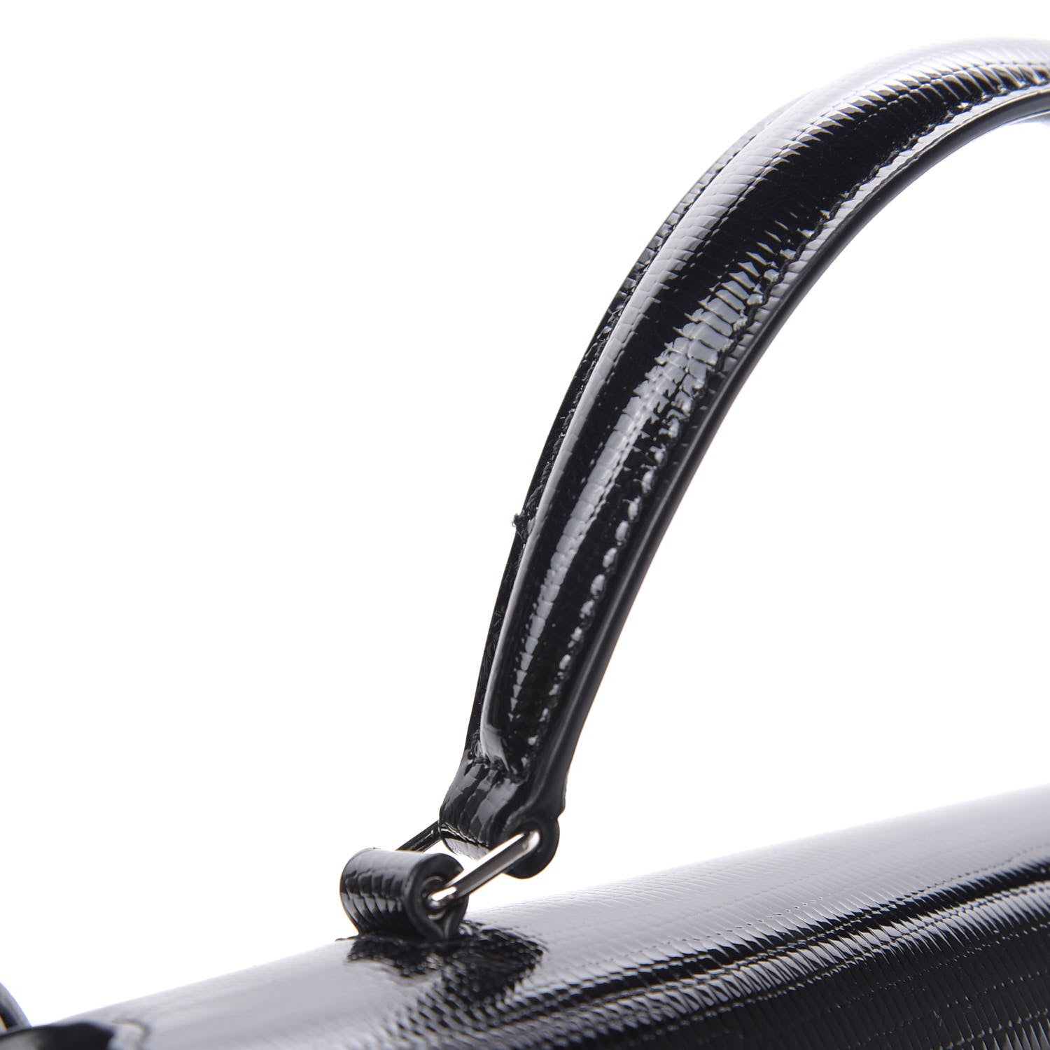 Saint Laurent Calfskin Lizard Embossed Medium Classic Monogram Cassandra Top Handle Black Rouge Legion 21 of 22
