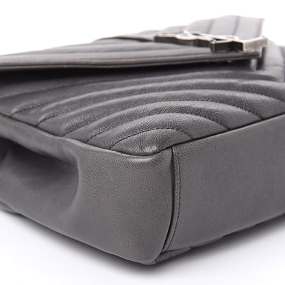 Saint Laurent Sheepskin Matelasse Chevron Monogram Medium College Bag Light Coal 10 of 13