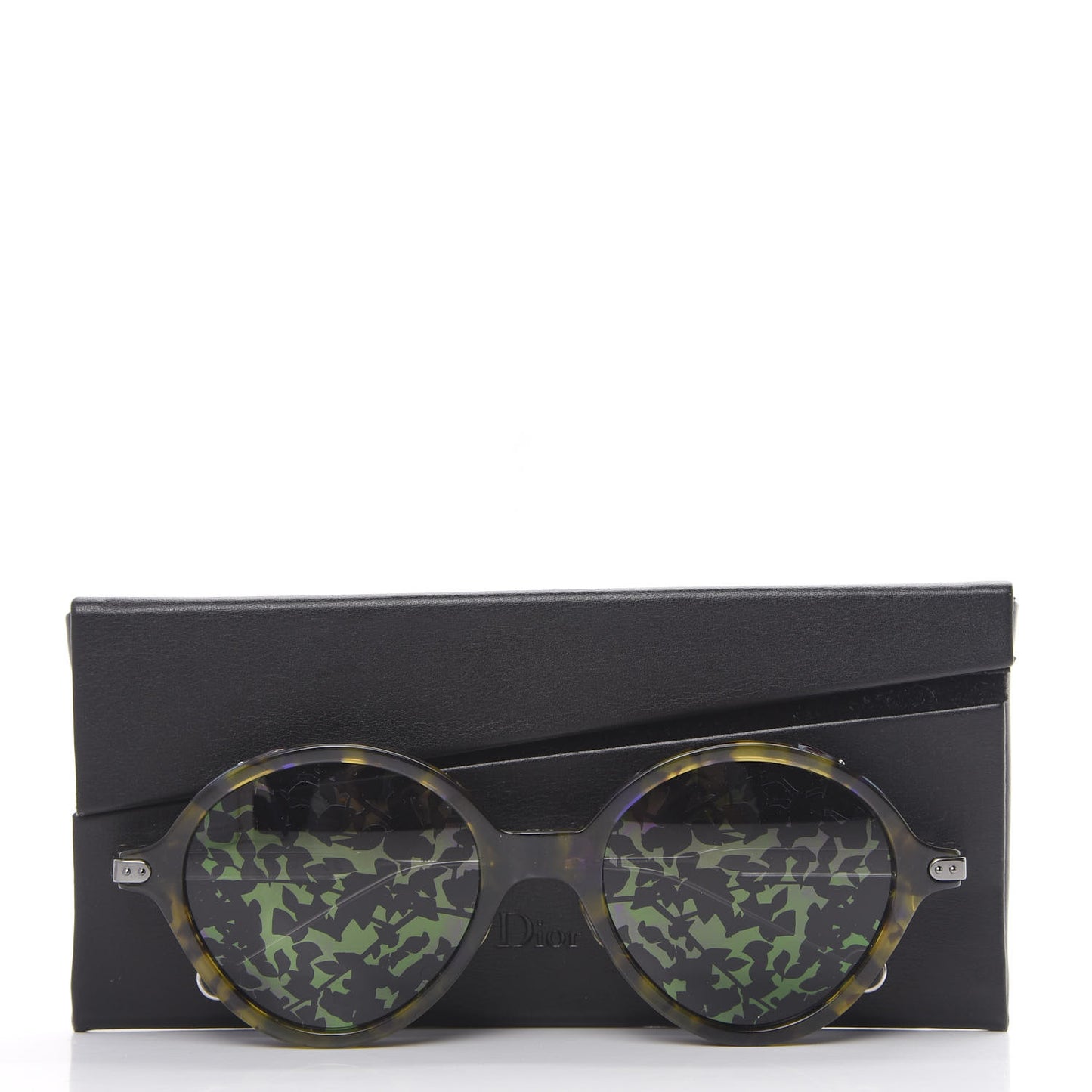 Acetate Leaf Print Umbrage Round Sunglasses Green Foliage