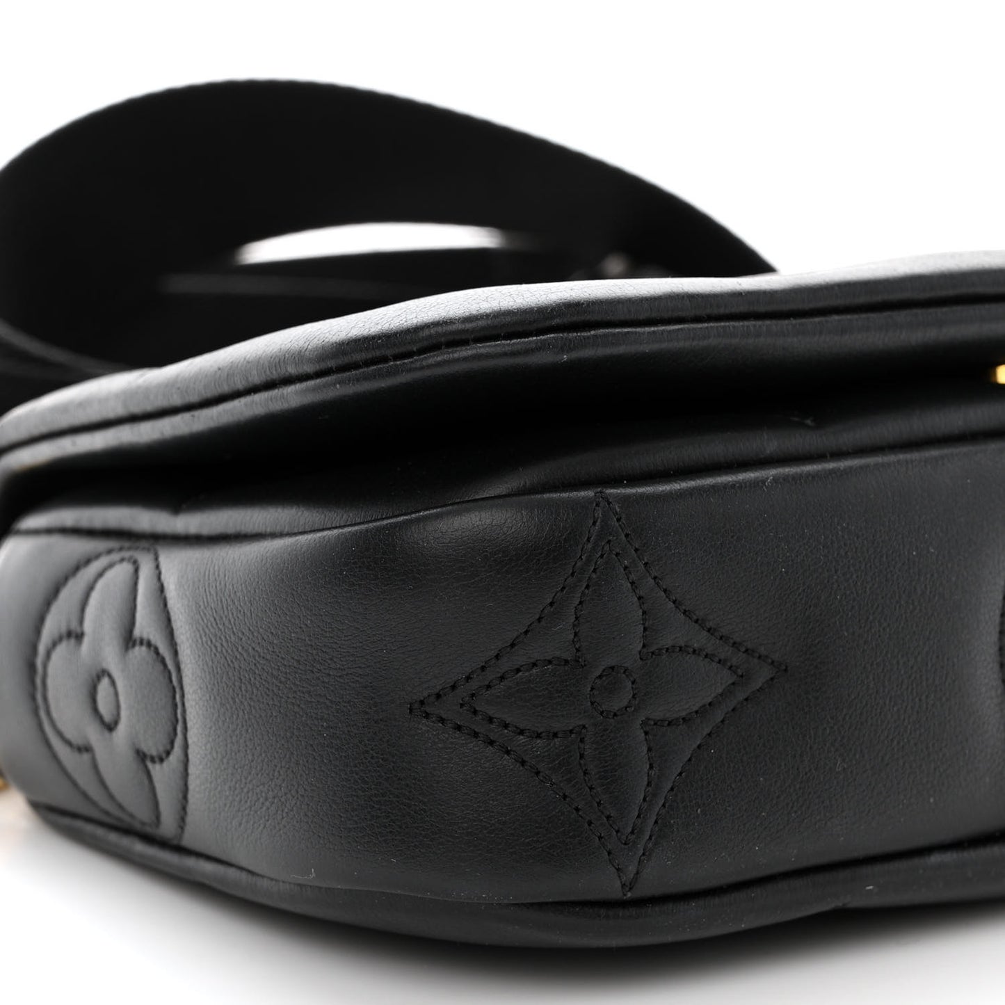 Calfskin Bubblegram Wallet On Strap Black