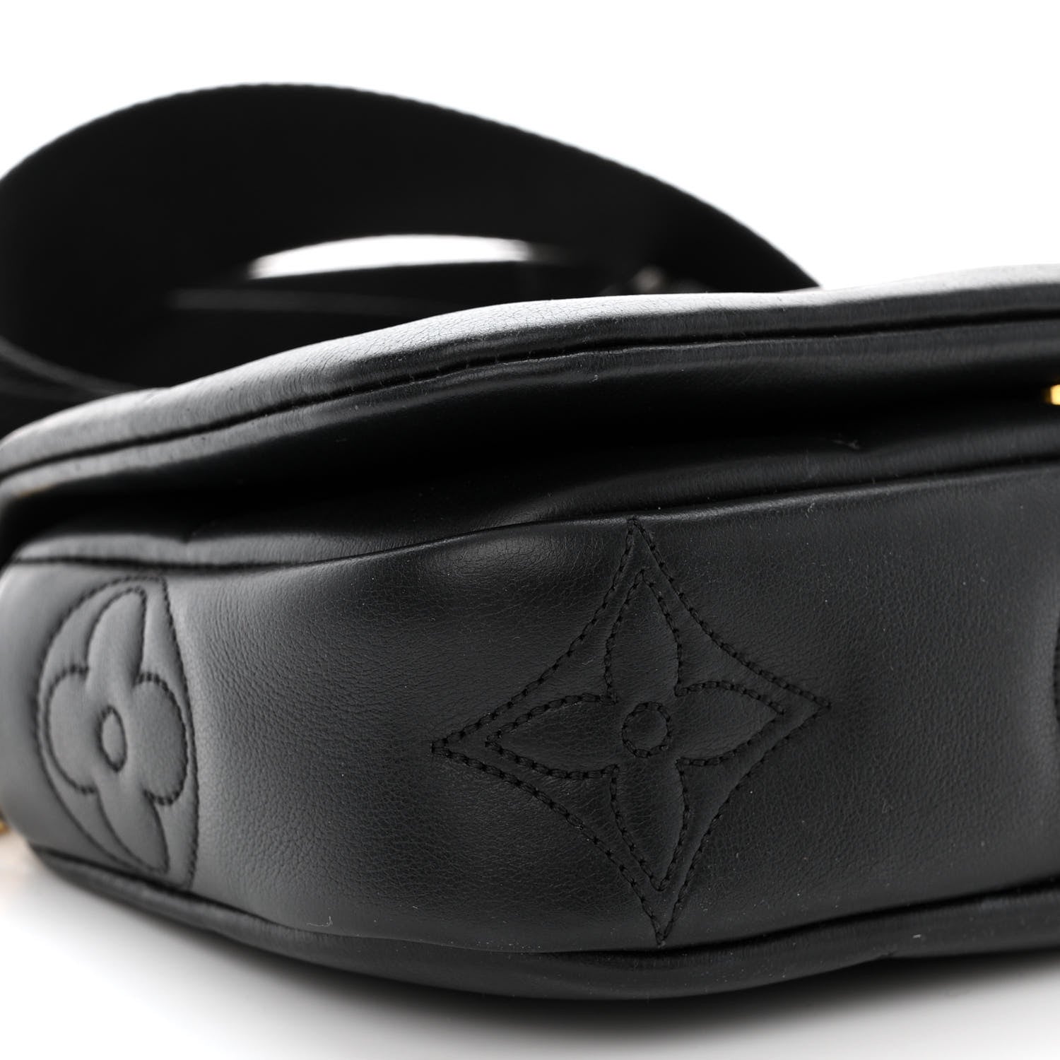 Louis Vuitton Calfskin Bubblegram Wallet On Strap Black 8 of 10