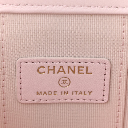 Chanel Lambskin Quilted Mini Vanity Case With Pearl Chain Light Pink 6 of 10
