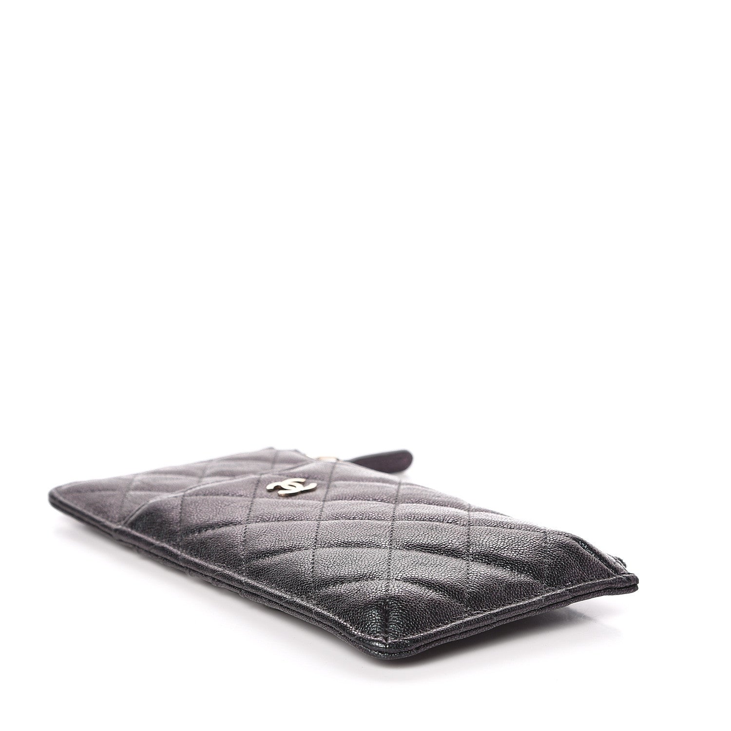 Chanel Iridescent Caviar Quilted Classic Flat Wallet Pouch Black 4 of 8