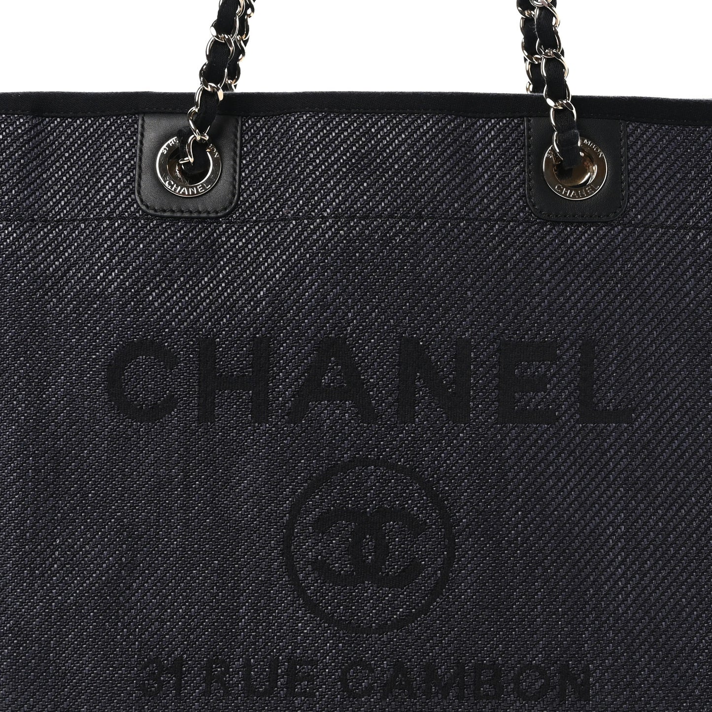 Mixed Fibers Calfskin Small Deauville Tote Black