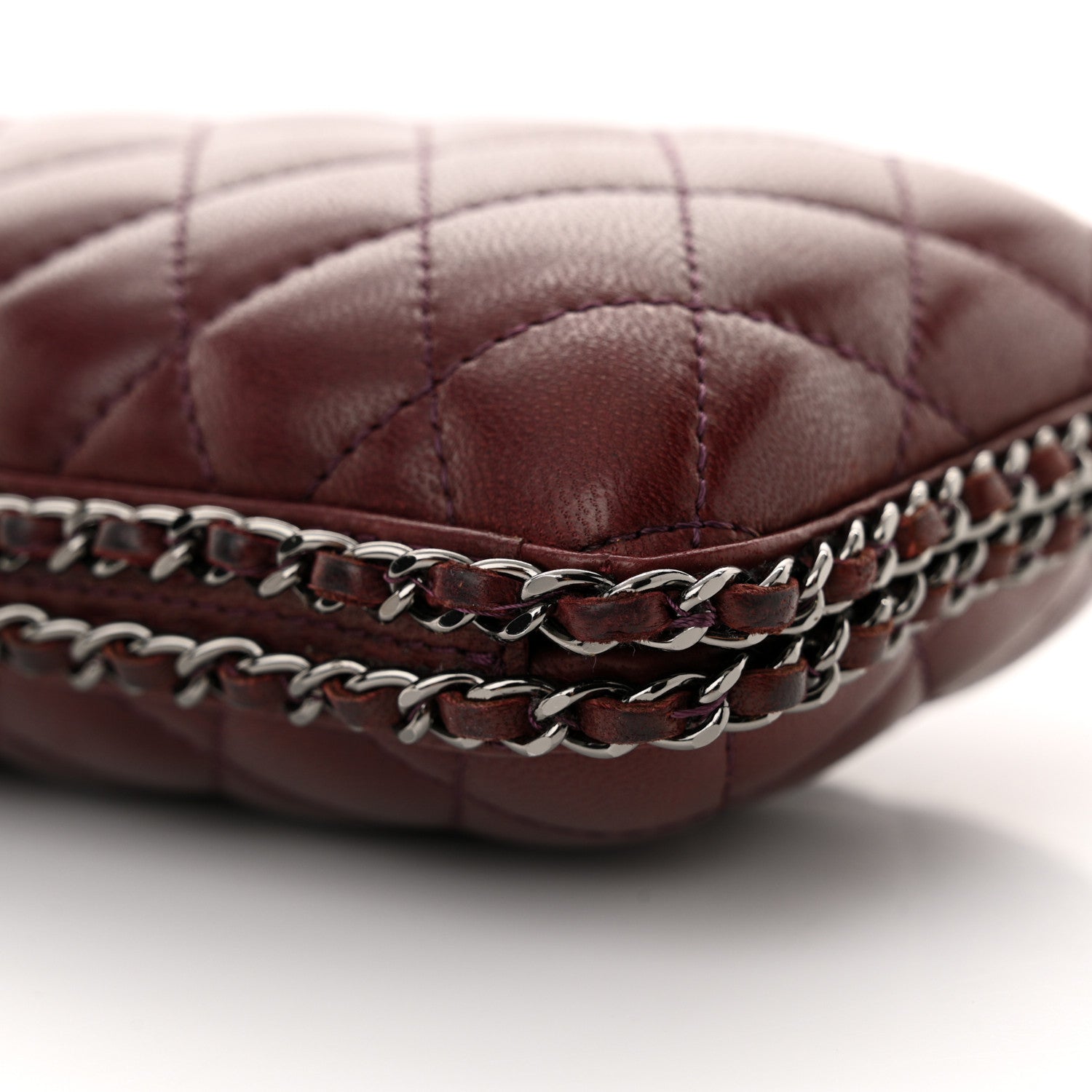 Chanel Lambskin Quilted Chain Around Clutch Red 10 of 11