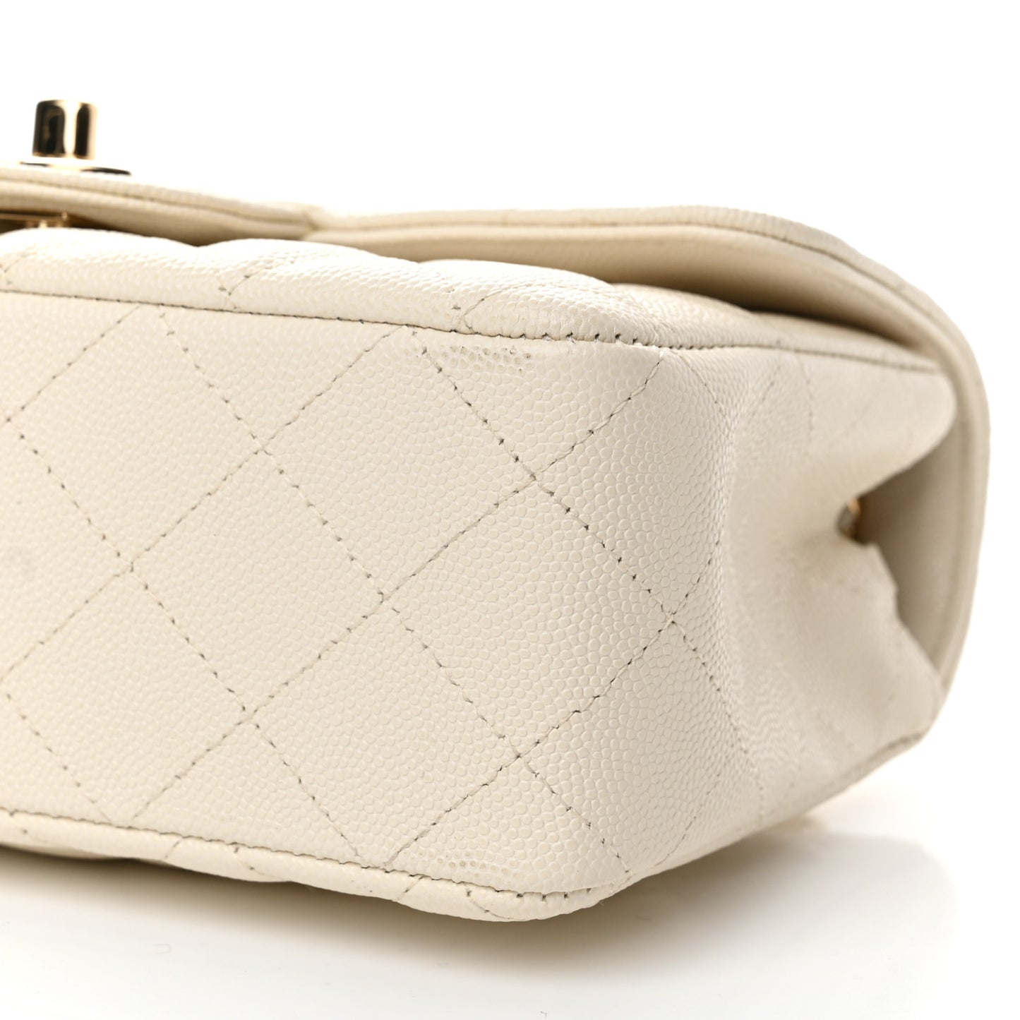 Caviar Quilted Mini Rectangular Flap White