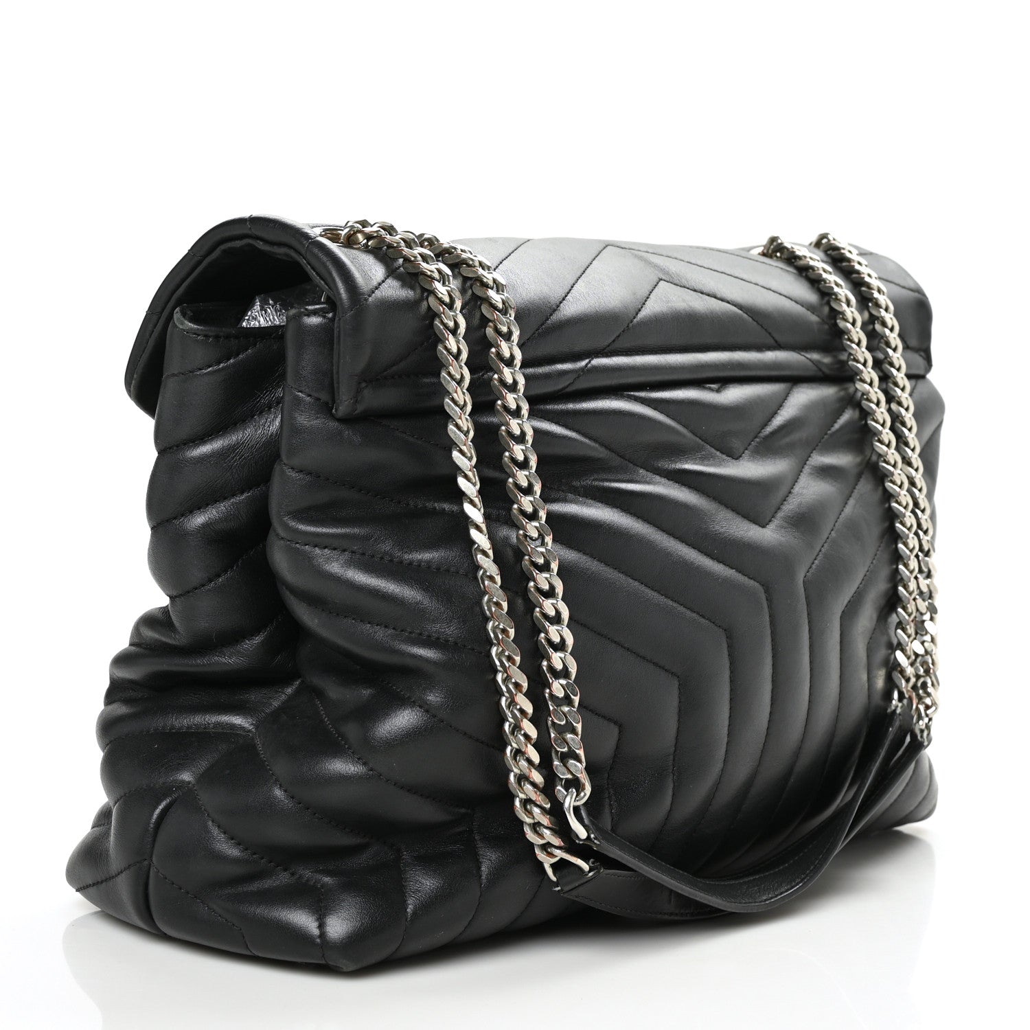 Saint Laurent Calfskin Y Quilted Monogram Large Loulou Chain Satchel Black 3 of 12