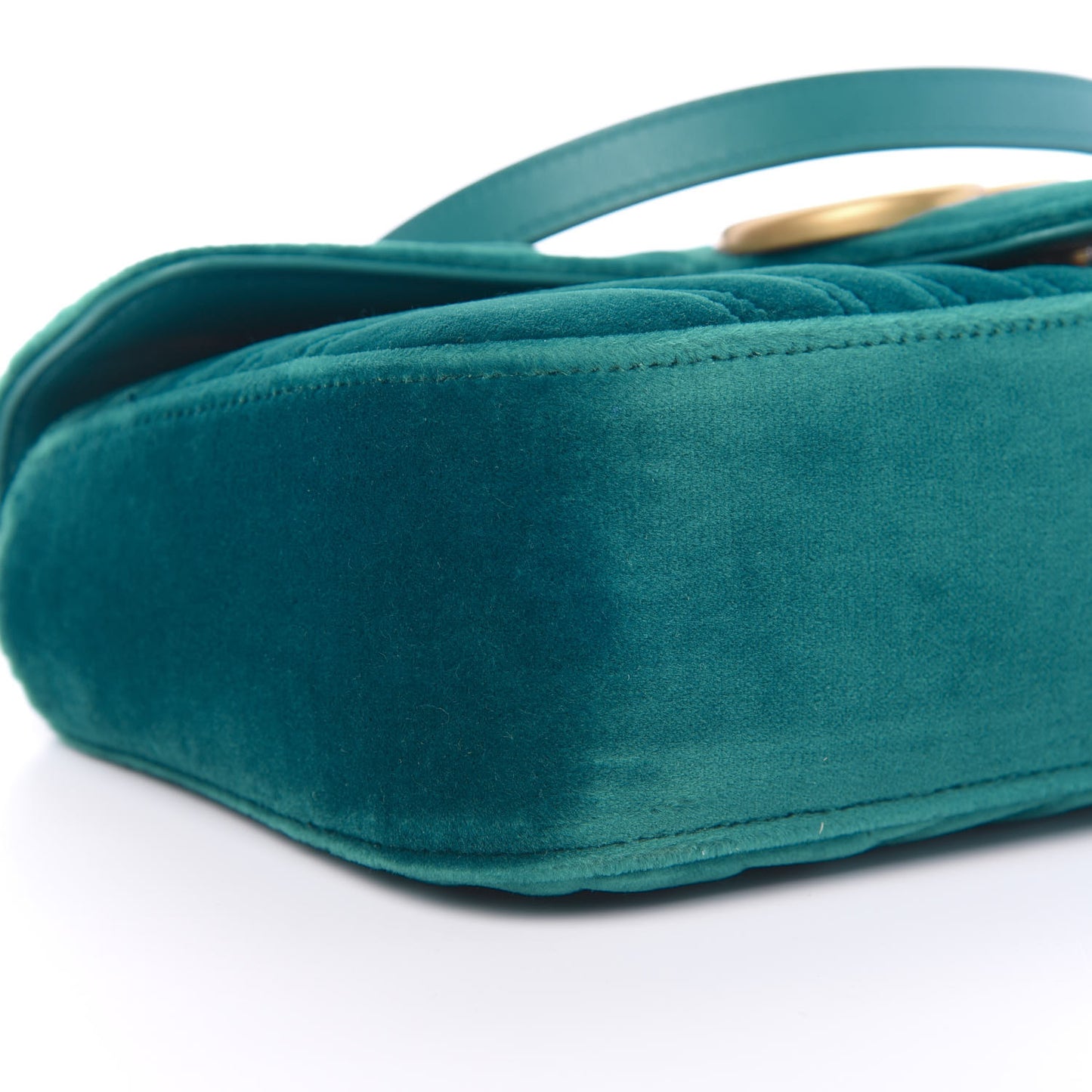 Velvet Matelasse Small GG Marmont Shoulder Bag Pavone Cyan