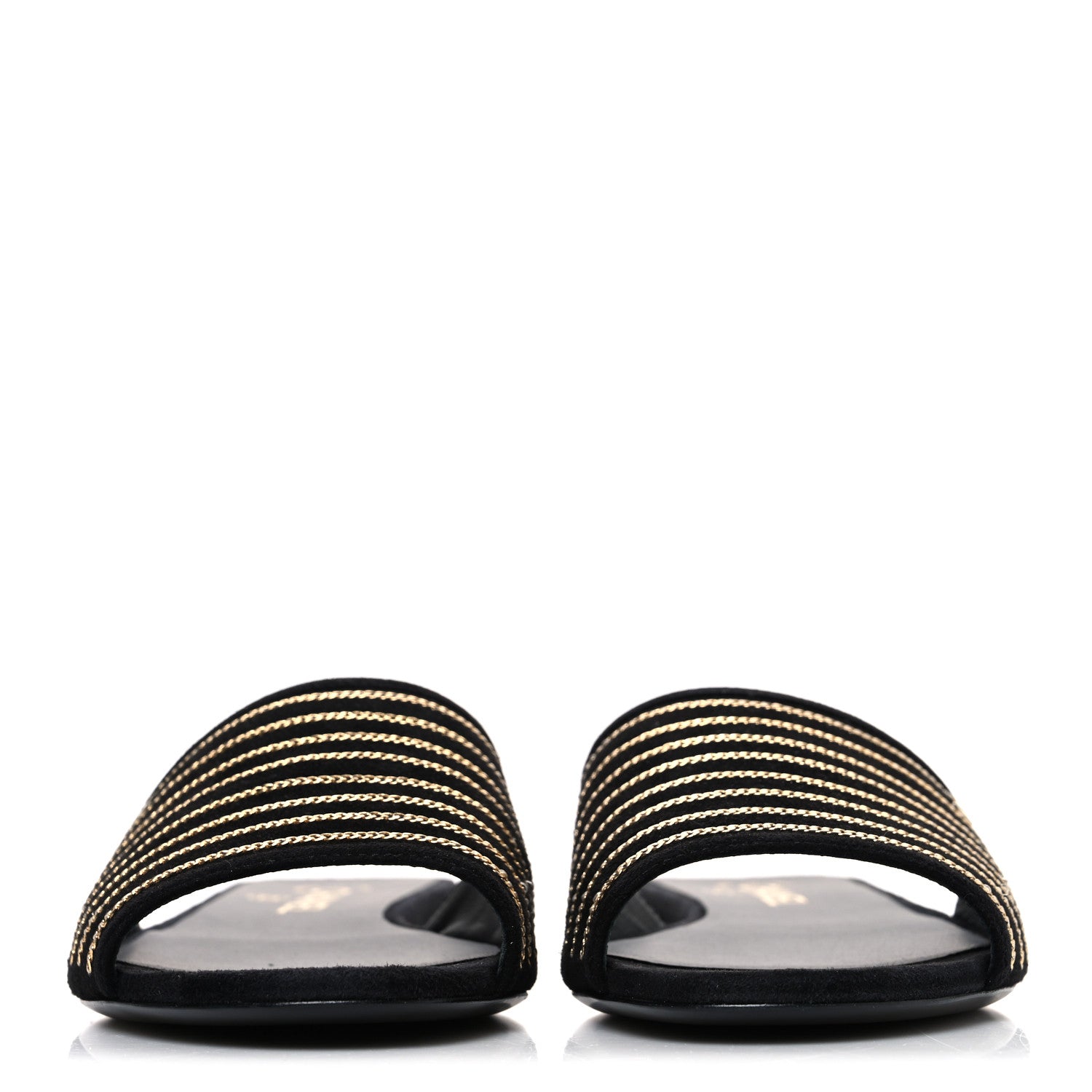 Chanel Suede Chain Flat Mule Sandals 39 Black 3 of 12