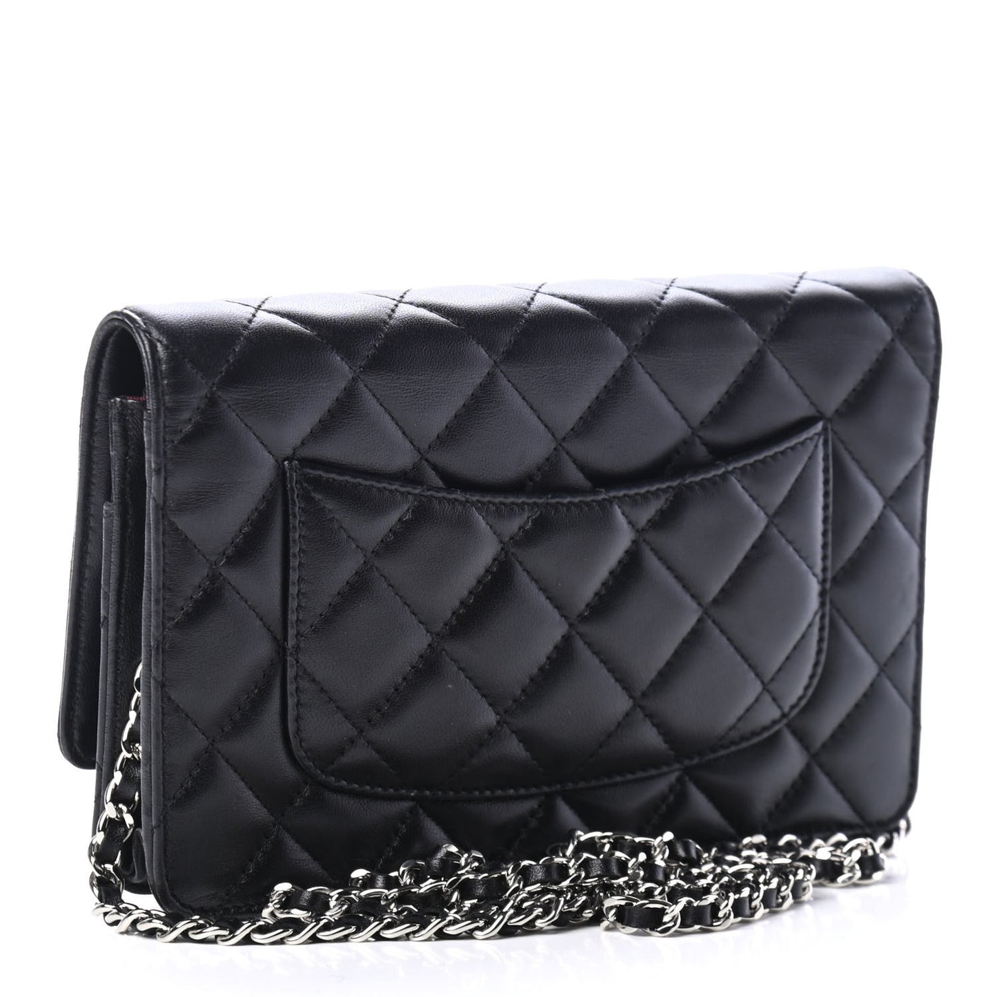 Lambskin Quilted Wallet On Chain WOC Black