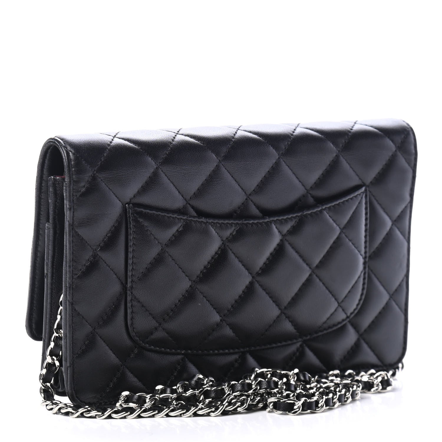 Chanel Lambskin Quilted Wallet On Chain WOC Black 2 of 4