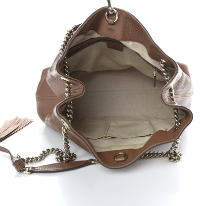 Gucci Pebbled Calfskin Medium Soho Chain Shoulder Bag Maple Brown 5 of 10