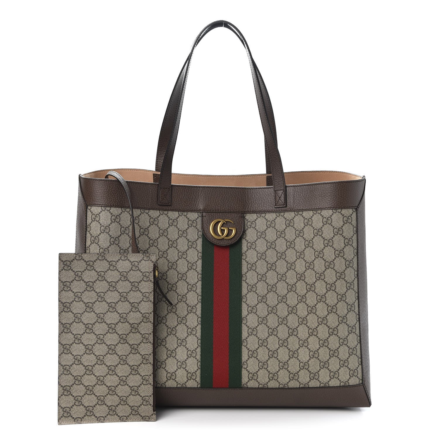 Gucci GG Supreme Monogram Web Large Ophidia Tote Brown 1 of 9