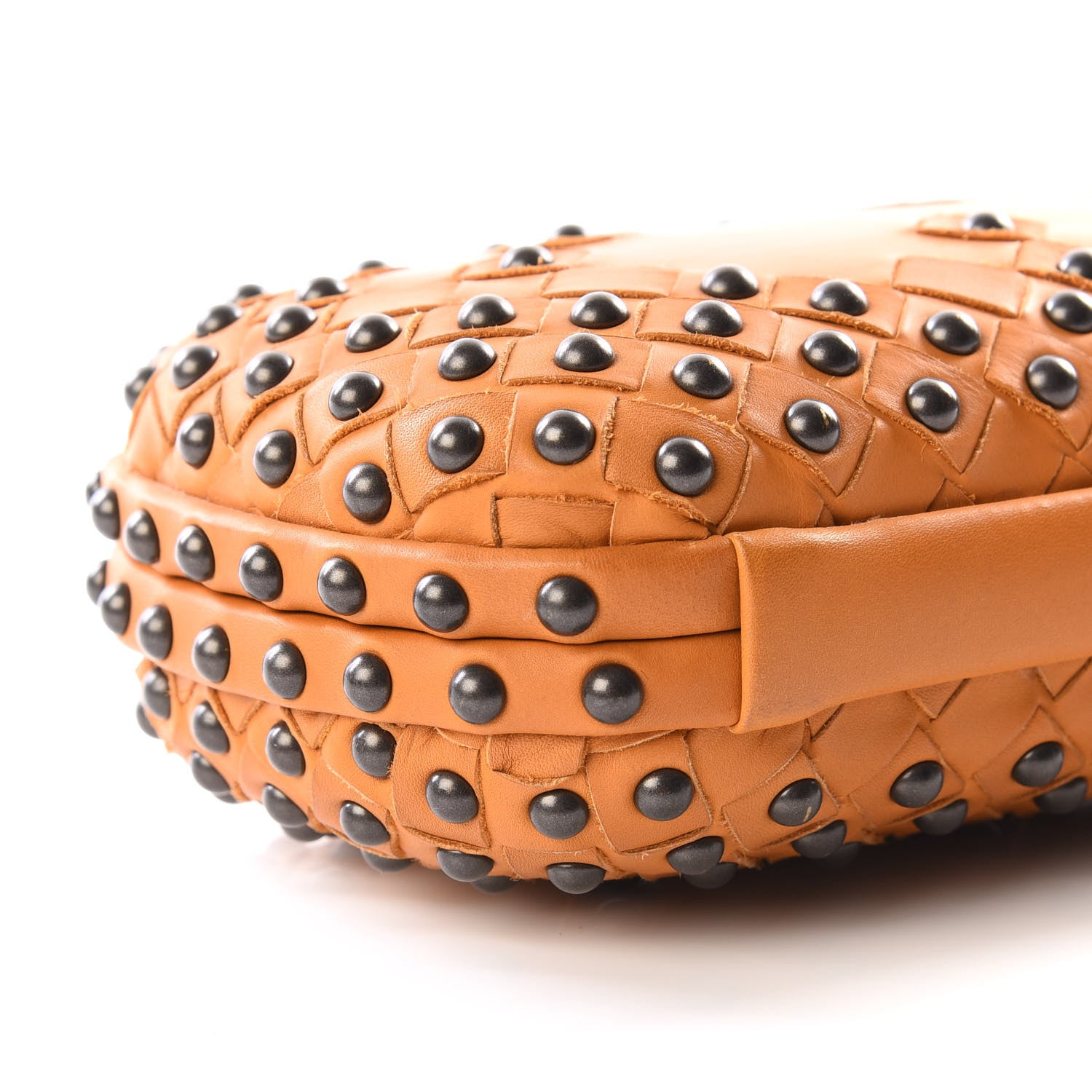 Bottega Veneta Waxy Nappa Intrecciato Knot Studded Clutch Topaz 5 of 8