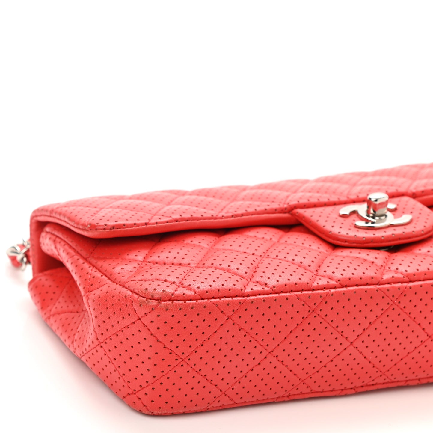 Lambskin Perforated East West Flap Red