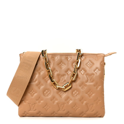 Louis Vuitton Lambskin Embossed Monogram Coussin PM Camel 1 of 12