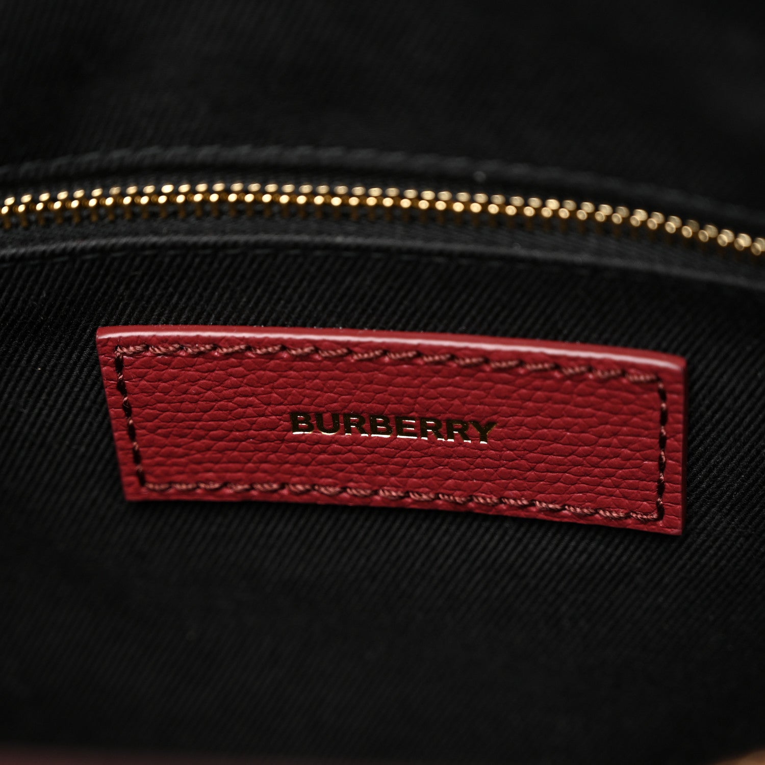 Burberry Grainy Calfskin House Check Medium Banner Tote Crimson 7 of 10