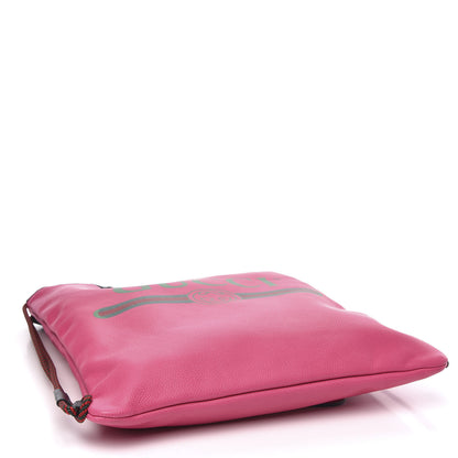 Gucci Grained Calfskin Logo Drawstring Backpack Box Pink Green Black 4 of 10