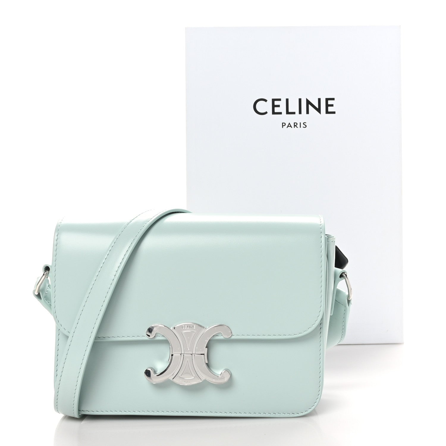 Celine Shiny Calfskin Teen Triomphe Light Aqua 10 of 10