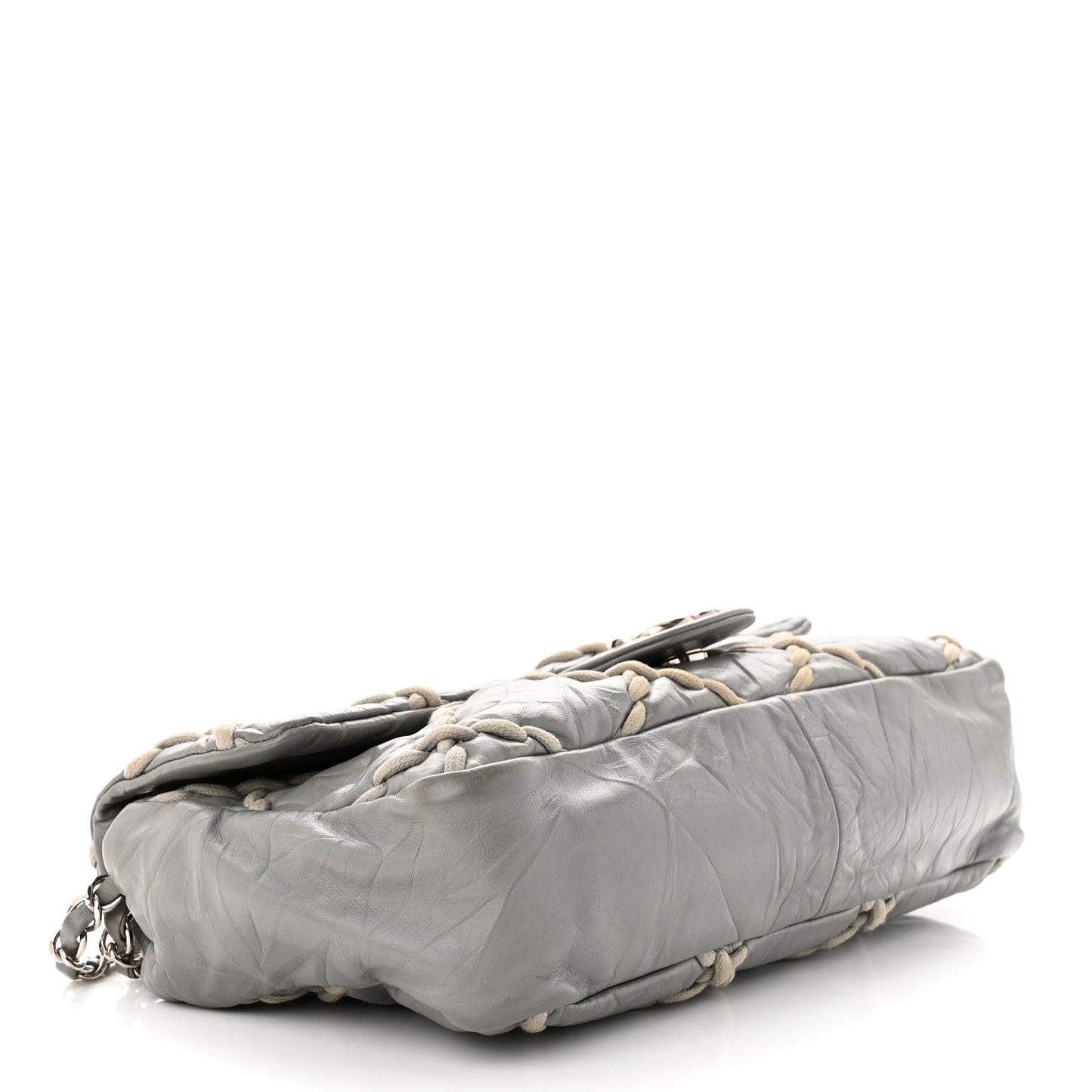 Calfskin Medium Ultra Stitch Flap Grey