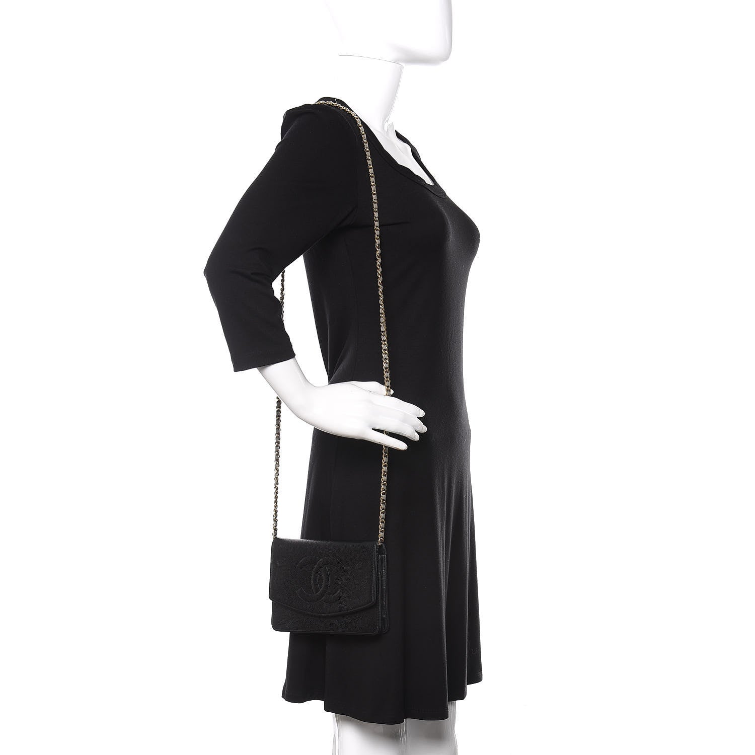 Chanel Caviar Timeless CC Wallet On Chain WOC Black 2 of 14