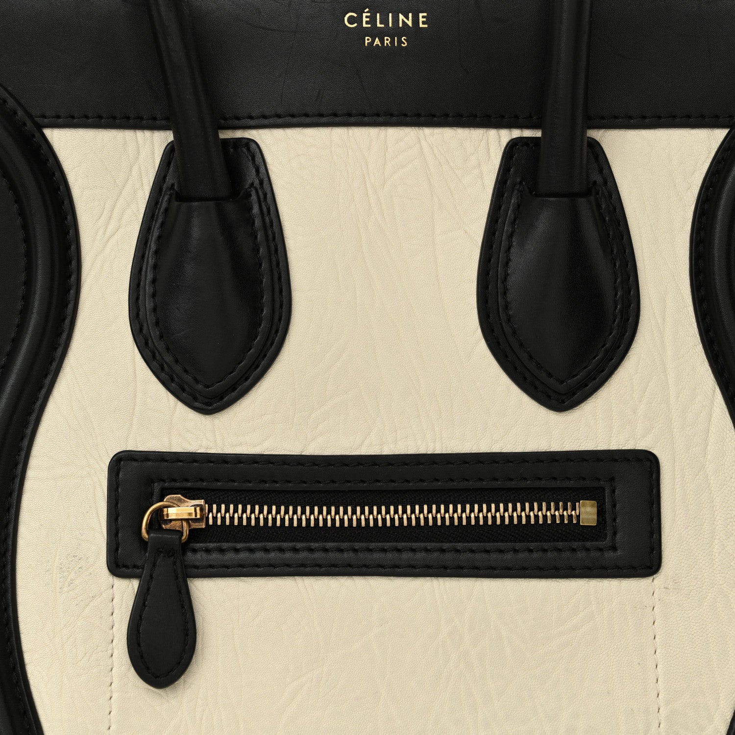 Celine Shrunken Lambski\n Micro Bi-Color Luggage Black White 8 of 16