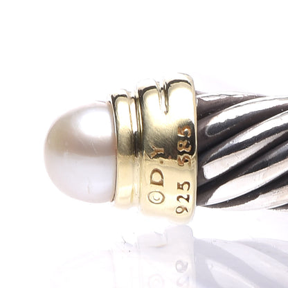 David Yurman Sterling Silver 14K Yellow Gold Pearl 5mm Cable Classics Petite Color Bracelet 4 of 5
