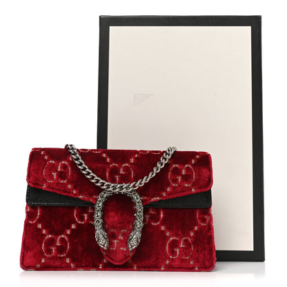 Gucci Velvet GG Monogram Super Mini Dionysus Shoulder Bag Red Cipria Black 10 of 10