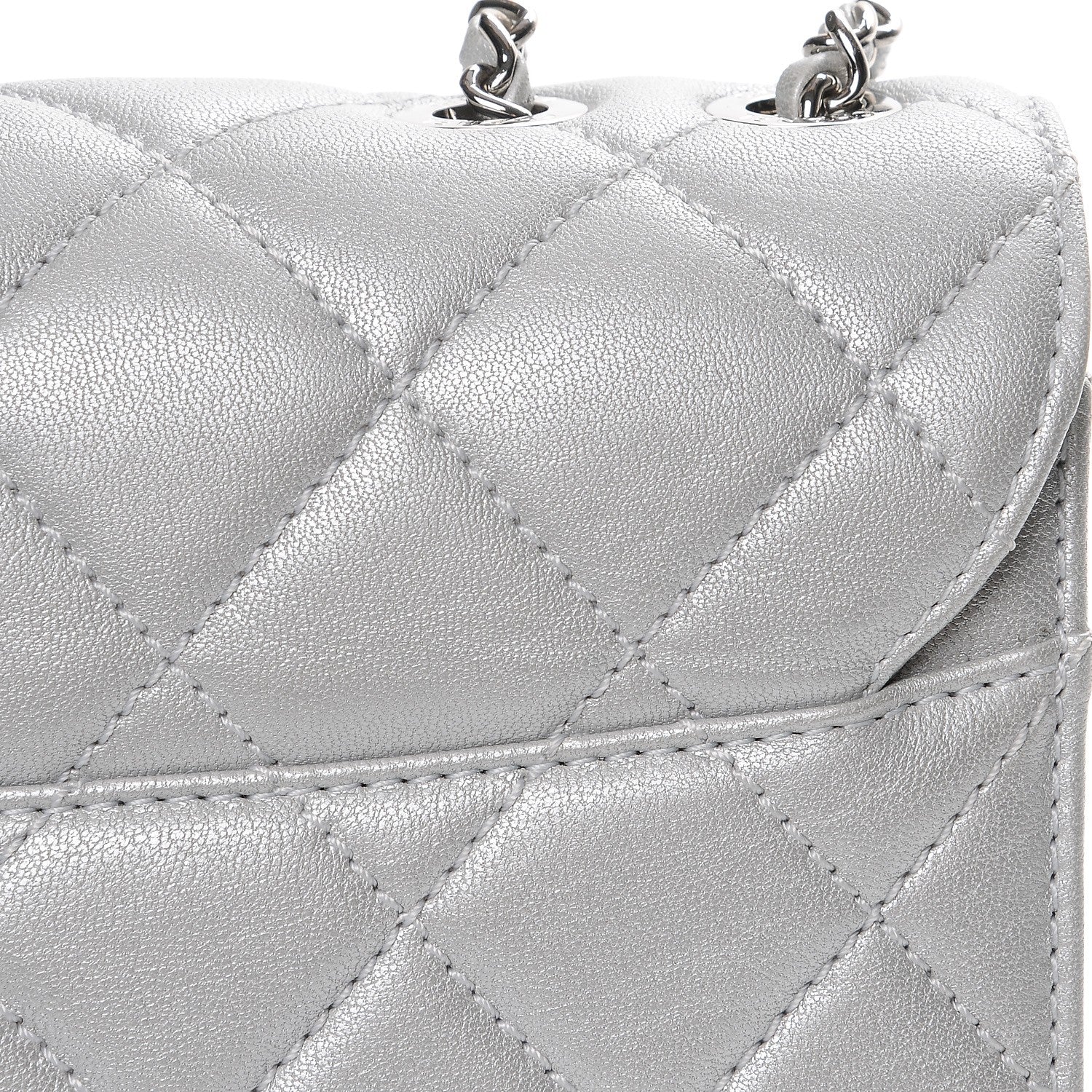 Chanel Metallic Sheepskin Quilted Beauty Lock Flap Silver 9 of 11
