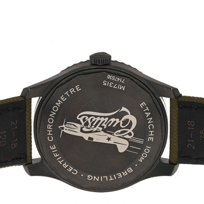 Breitling PVD Stainless Steel Fabric 41mm Aviator 8 "Curtiss Warhawk" Automatic Watch Green M17315 4 of 5