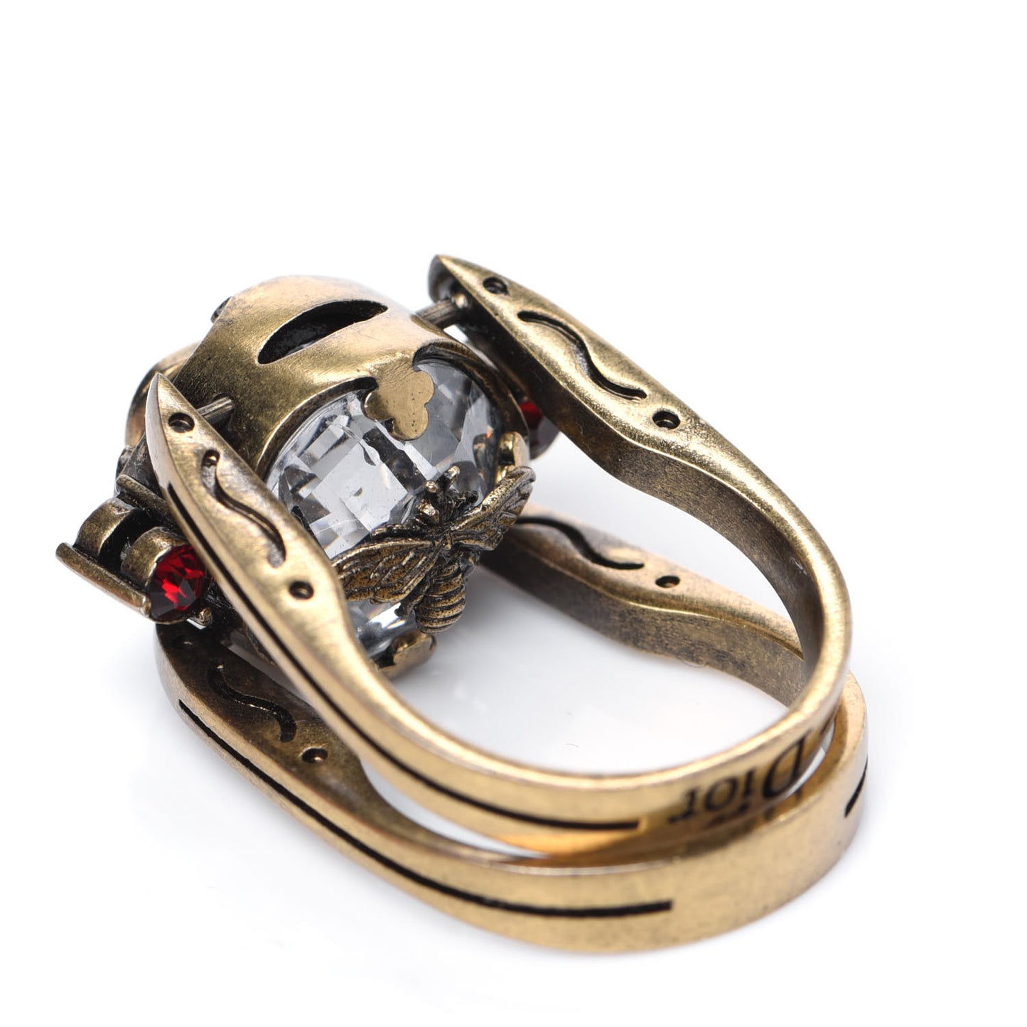 Crystal Metal CD Bee Double Sided Ring M Aged Gold