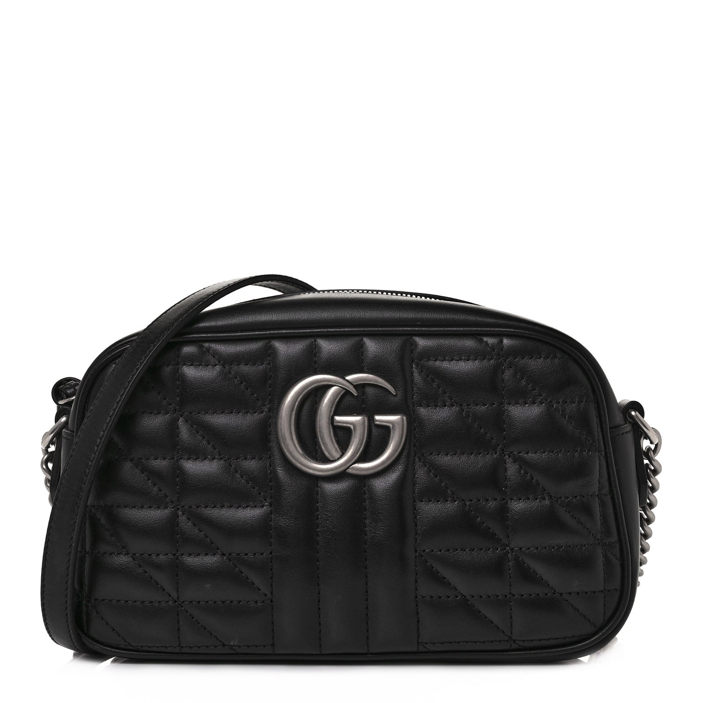Calfskin Matelasse Aria Small GG Marmont Chain Shoulder Bag Black
