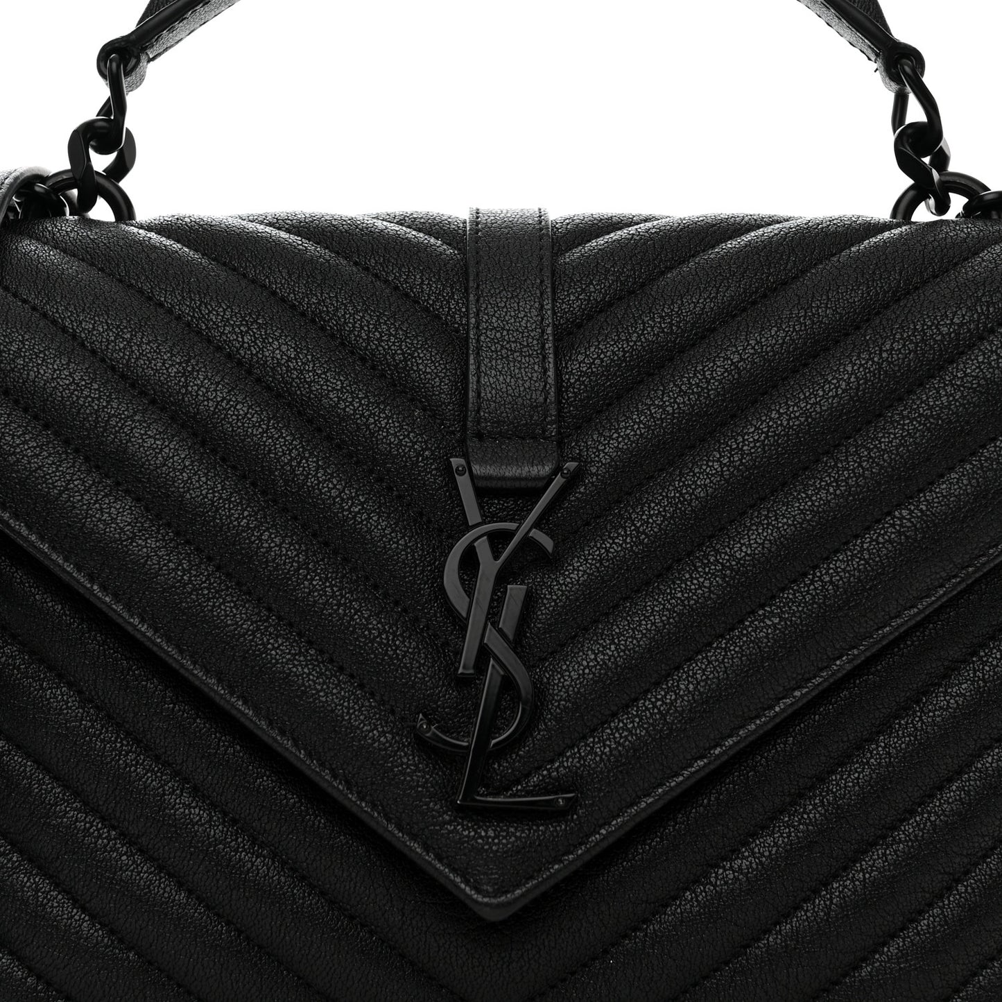 Sheepskin Matelasse Chevron Monogram Monochrome Medium College Bag Black