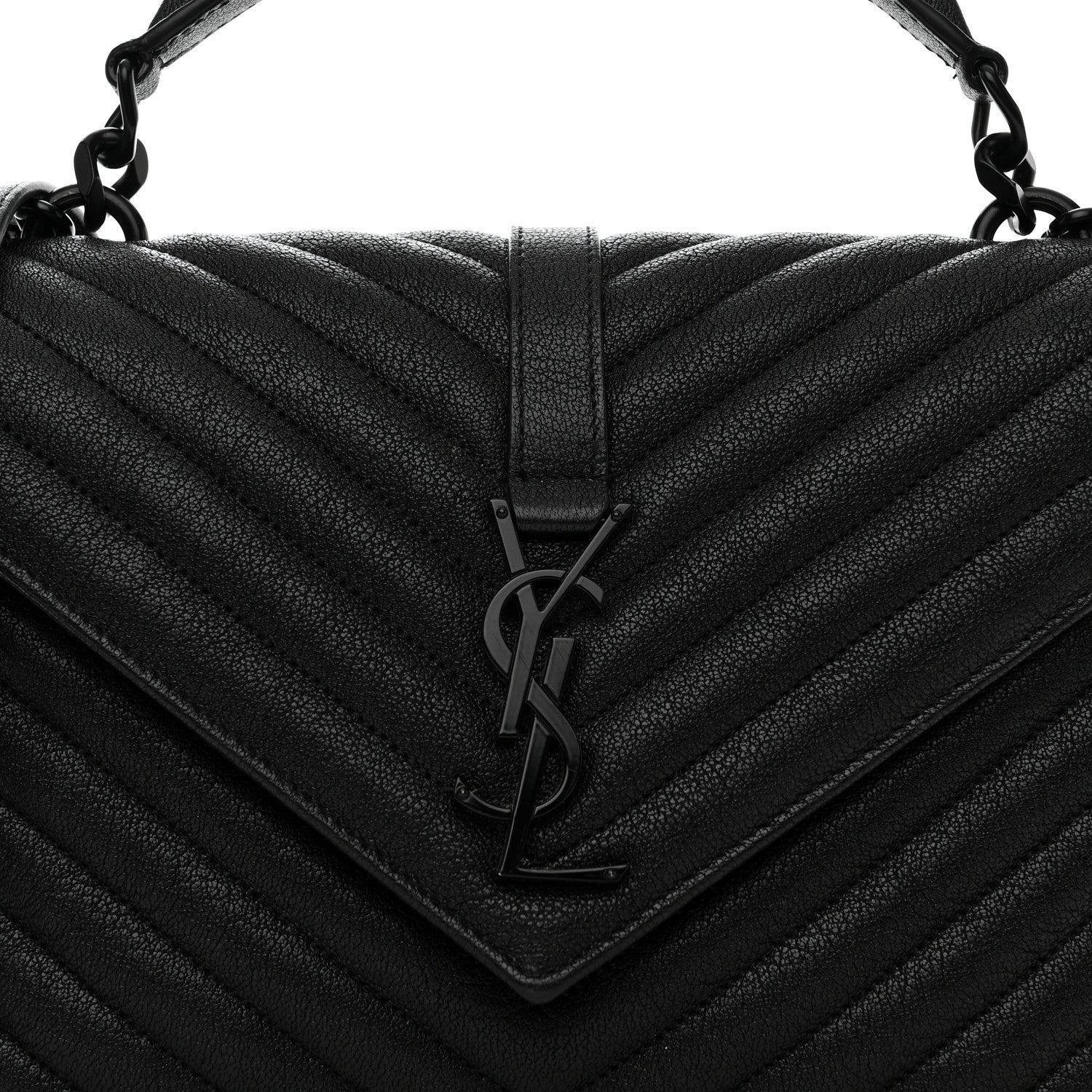 Saint Laurent Sheepskin Matelasse Chevron Monogram Monochrome Medium College Bag Black 9 of 12