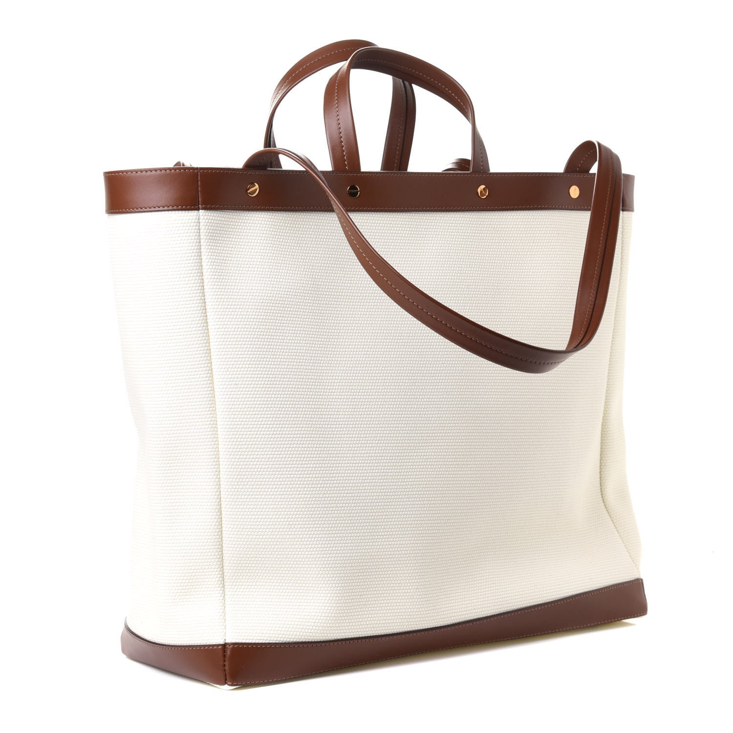Tom Ford Canvas Calfskin Logo Tote White 2 of 4