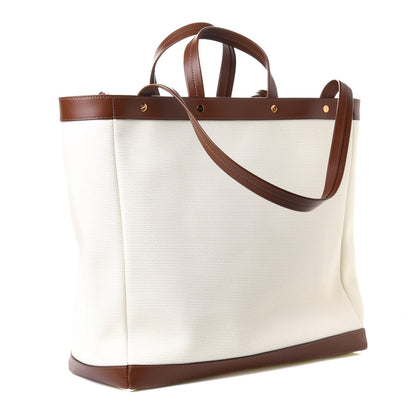 Tom Ford Canvas Calfskin Logo Tote White 2 of 4
