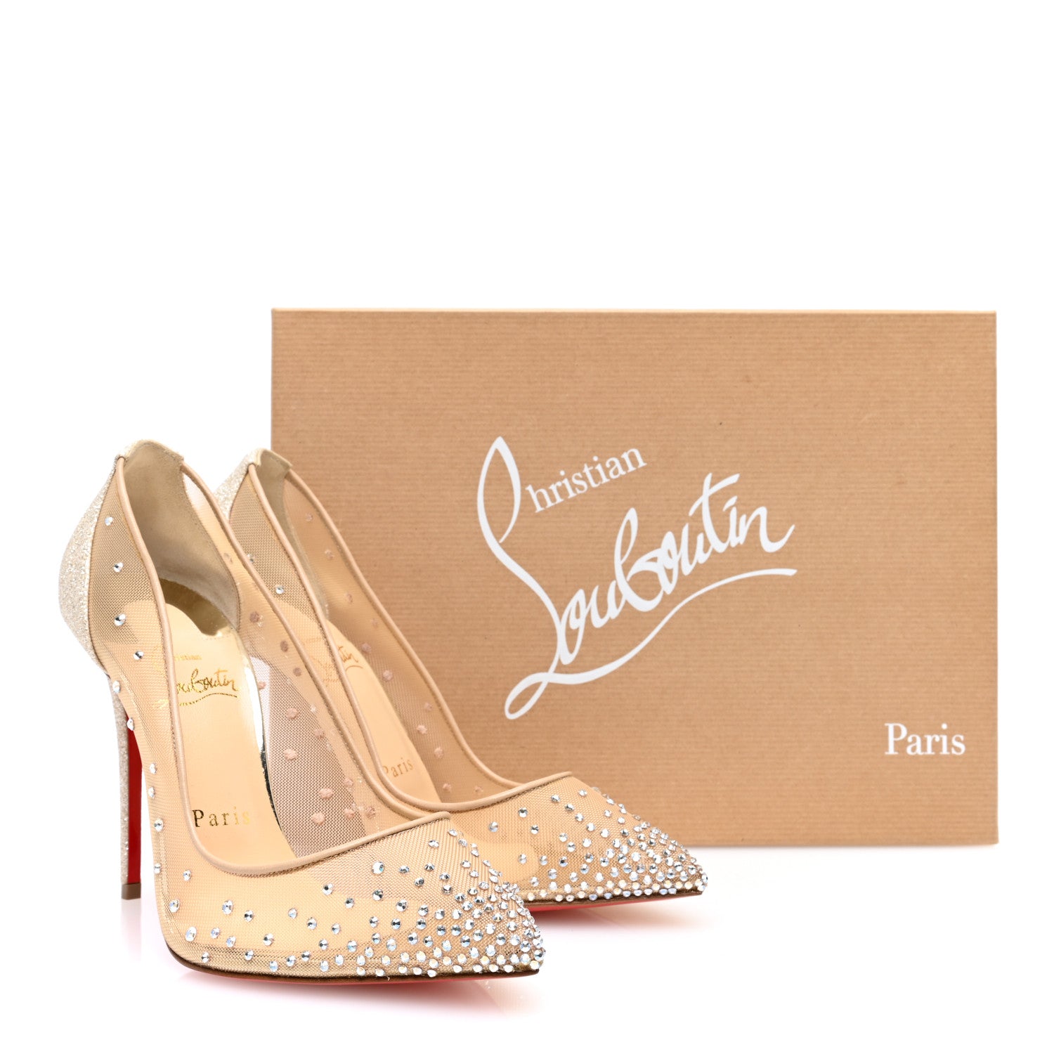Christian Louboutin Rete Glitter Mini Specchio Strass Follies 100 Pumps 36 Crystal Moonlight 8 of 8