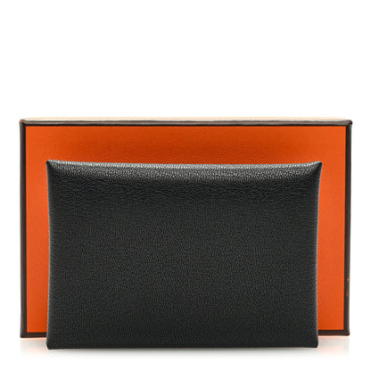 Hermes Chevre Mysore Calvi Duo Card Case Black 7 of 7