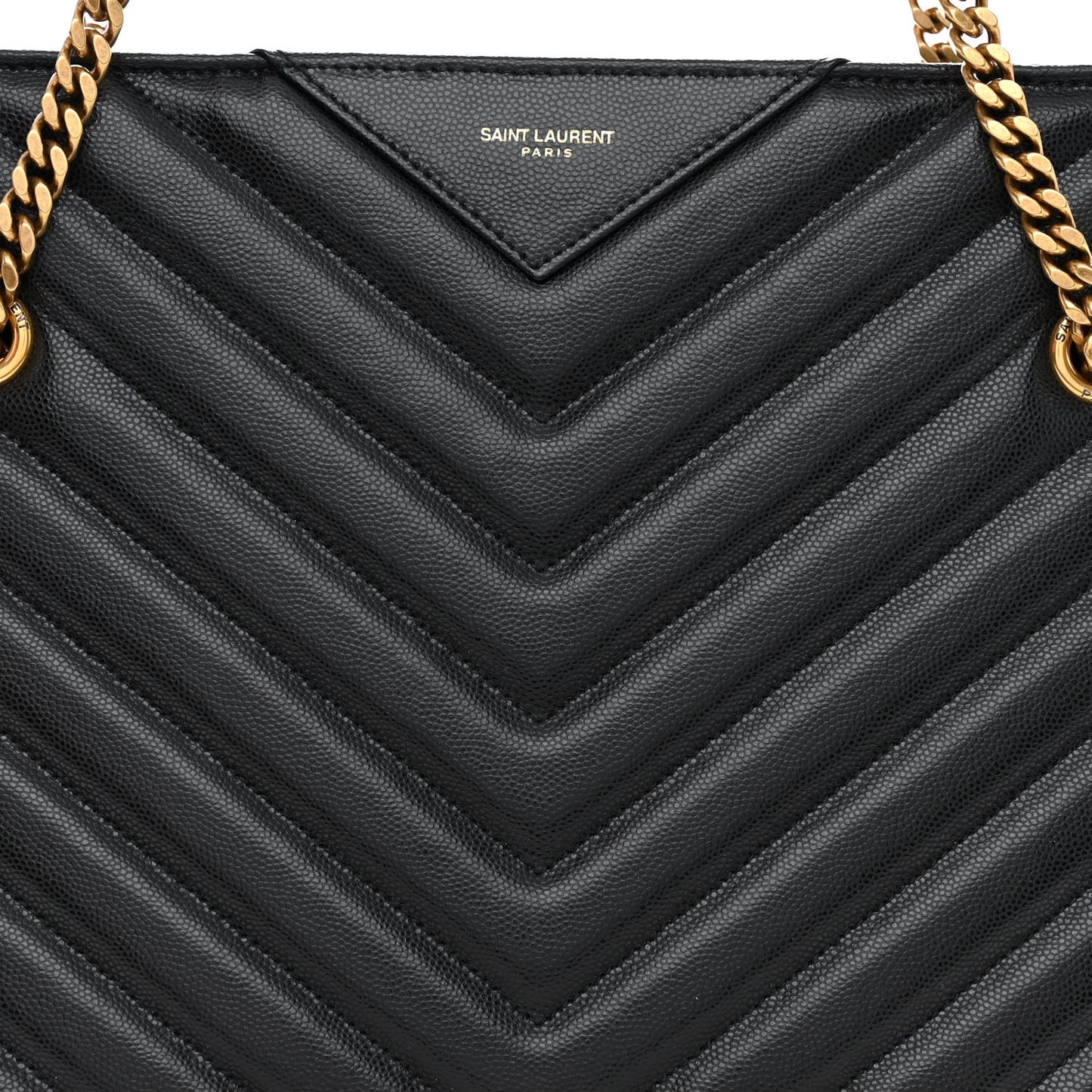 Grain de Poudre Matelasse Chevron Medium Tribeca Shopping Bag Black